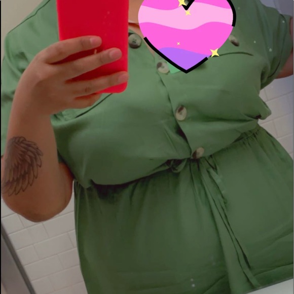Forever 21 Dresses & Skirts - Forever 21 Girl Soul 1X Green Dress with Collar and  Tie at the waist